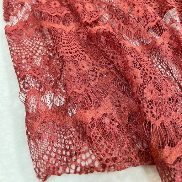 COCO + CARMEN Women’s Bohemian‎ Red Vest Embroidered Lace with Pockets One Size - Picture 7 of 14